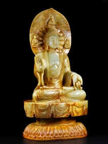 A piece of Hetian jade Buddha statue from the Han Dynasty