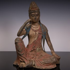 A piece of Tang Dynasty copper painted Guanyin
