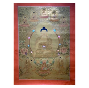 One piece of Natural Mineral Color Medicine Buddha Gold Card