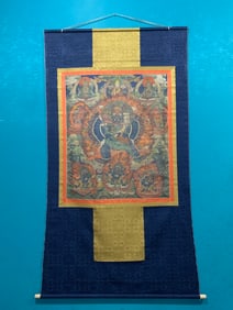 A piece of natural mineral color hand-painted Daweide Vajra Thangka