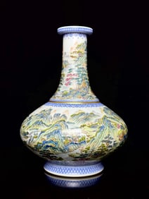 A piece of the Qing Yongzheng year of the pile of color emerald edge pattern depicting thousands of