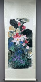 A lotus flower on paper by Song Yugui