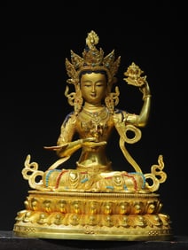 A bronze gilt painted Buddha statue of Tara