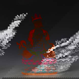 A piece of Qing Dynasty Qianlong year pastel painted gold free Guanyin antique antique ancient: Qing Dynasty Qianlong year of the pastel depiction of gold free Guanyin antique antique ancient porcelain Size: 39x24cm (The Dimensions Of All Batches Are Manually Measured.If You Need More Detailed I