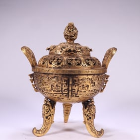 A bronze gilt dragon pattern diffuser burner