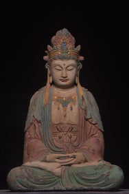 An old woodcarved Bodhisattva statue from the Song Dynasty
