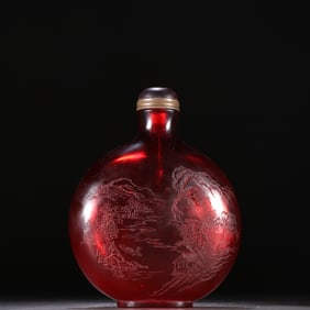 A piece of exquisite glazed landscape scenery snuff bottle