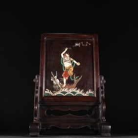 A piece of Qing Dynasty red sandalwood inlaid with a hundred treasures "Kui Xing Dian Dou"