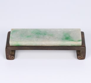 A piece of jade rosewood character story ink bed from the Qing Dynasty