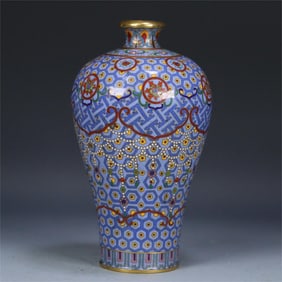 A copper cloisonn é enamel plum vase made in the year of Qianlong