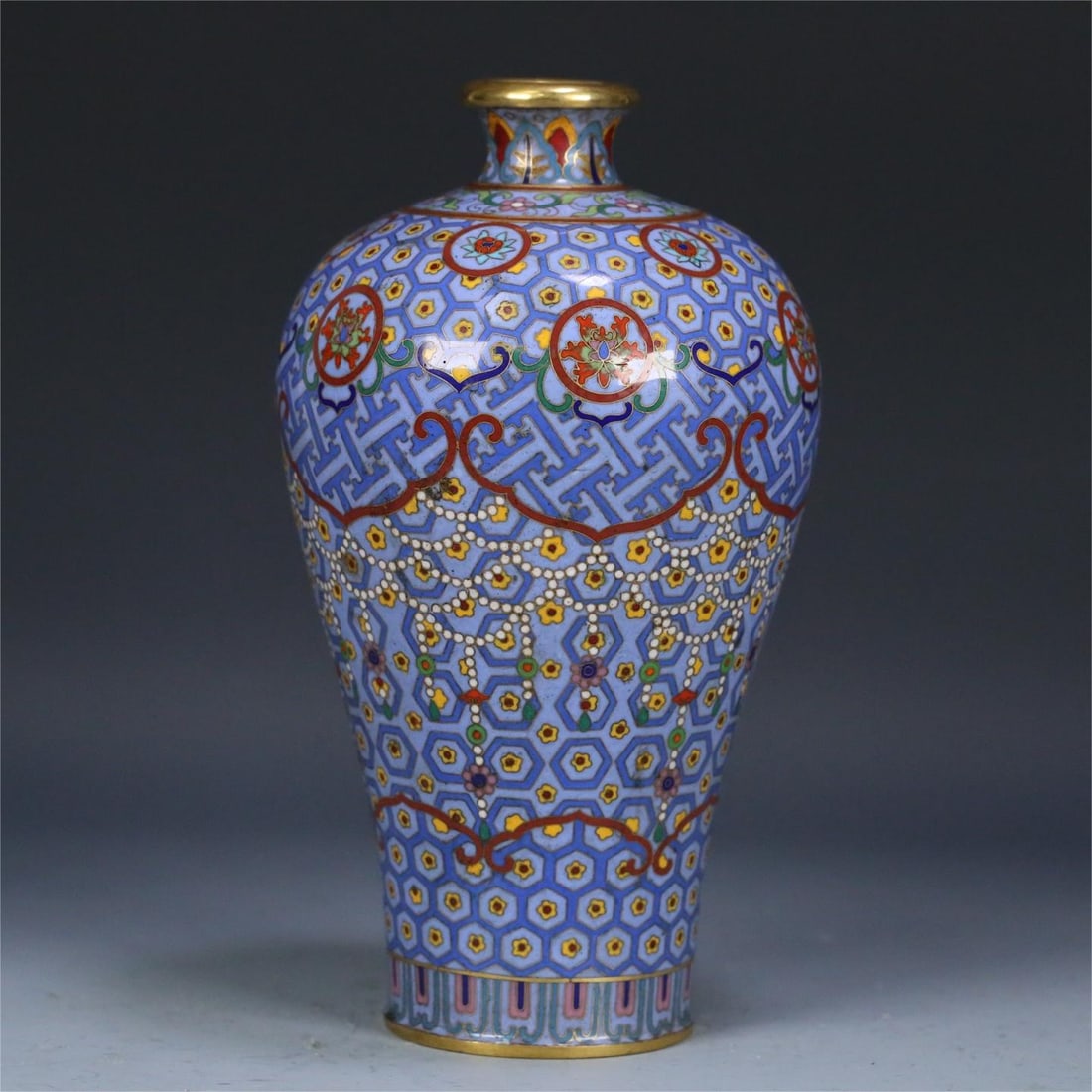 A copper cloisonn é  enamel plum vase made in the year of Qianlong (1 of 9)