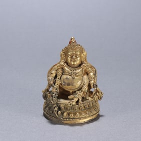 A piece of bronze gilt of the Qing Dynasty God of Wealth