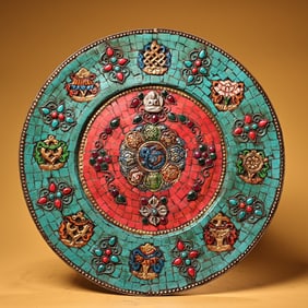 A piece of exquisite Nepalese Tibetan craftsmanship pure copper, handmade high relief, engraved with