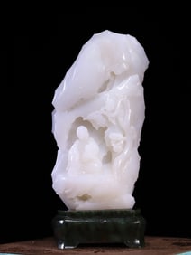 A beautiful Hetian jade lion mountain ornament