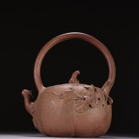 A beautiful purple sand pumpkin-shaped teapot