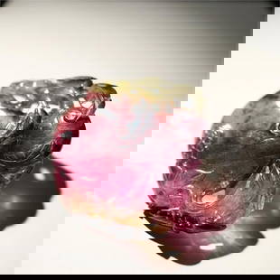 A three-color old tourmaline pomegranate brand from the Qing Dynasty: The three-color old tourmaline pomegranate brand of the Qing Dynasty SIZE: H:6.1cm W:5.58cm T:0.92cm (The Dimensions Of All Batches Are Manually Measured.If You Need More Detailed Information, Please