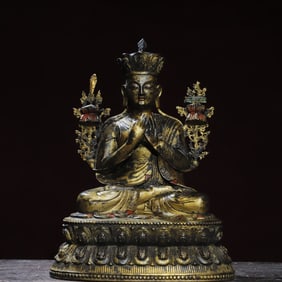 A bronze gilt Jizo statue