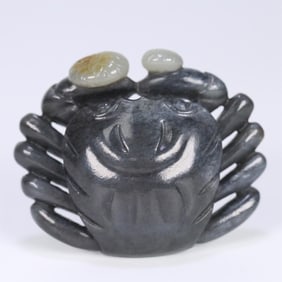A piece of Hetian jade blue and white seed material from the Qing Dynasty