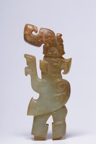 A piece of ancient jade carving of the Shang and Zhou dynasties