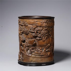A piece of sandalwood in the Qing Dynasty to travel to the red cliff pen holder