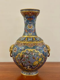 A fine bronze gilt cloisonn é cloisonn é enamel rich auspicious bottle