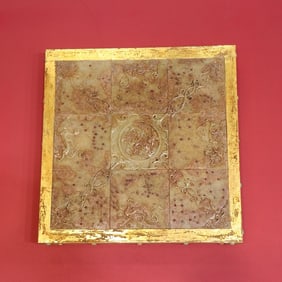 A delicate copper-inlaid jade gilt four-sided guardian table