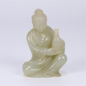 A piece of exquisite Hetian jade net bottle Guanyin