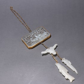A piece of Hetian jade gold-clad ornament of Liaojin