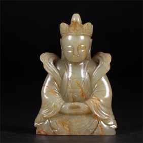 A piece of exquisite Hetian jade Tang monk