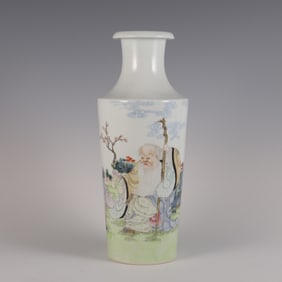 A Qing Dynasty Daoguangnian Shendetang style pastel birthday picture stick bottle