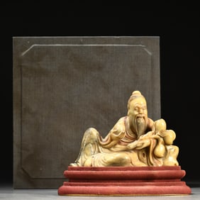 A beautiful Shoushan stone carving longevity old man ornament