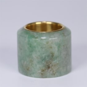 An old jadeite silver-gilt wrench finger from the Qing Dynasty