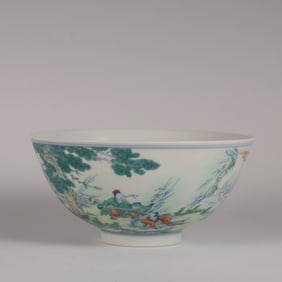 A piece of the Qing Dynasty Yongzheng year of the bucket color Fuqin picture bowl