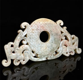 A piece of exquisite Hetian jade mountain material double phoenix