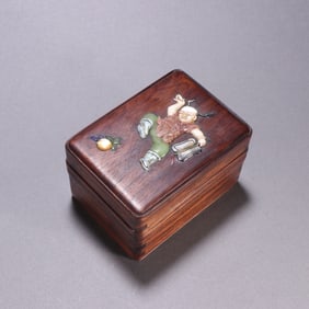 A piece of Qing Dynasty yellow flower wood inlaid with a hundred treasures of the baby play picture