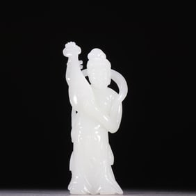 A beautiful Hetian jade lady ornament