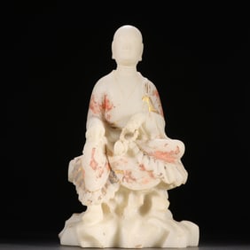 A white marble Arhat statue from the Qing Dynasty