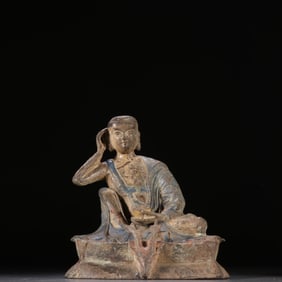 A bronze fetus of the Qing Dynasty Milarepa Venerable