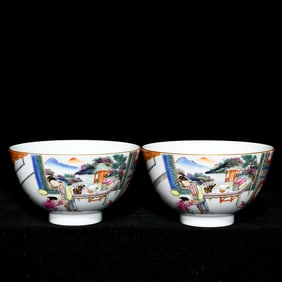 A pastel character story pattern cup made in the Yongzheng year of the Qing Dynasty