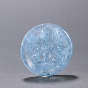 A Qing Dynasty aquamarine Bodhisattva pendant
