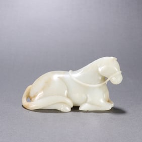 A Hetian jade horse ornament from the Qing Dynasty