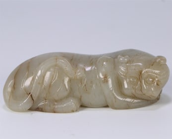 A beautiful Hetian jade tiger ornament