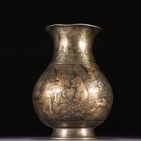 A fine gilt bronze engraved character story jar