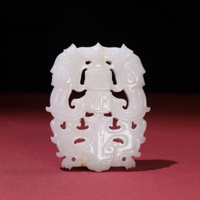 A beautiful white jade god wears