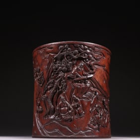 A piece of Huanghuali character story pen holder from the Qing Dynasty