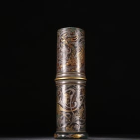 A piece of bronze and silver wheel pipe from the Han Dynasty