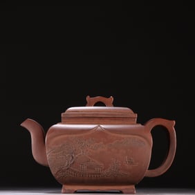 A purple sand square teapot made in the Kangxi year of the Qing Dynasty