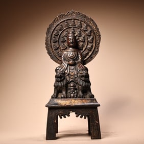 A delicate pure copper all-copper high-relief process mud gold backlit Northern Wei Buddha statue