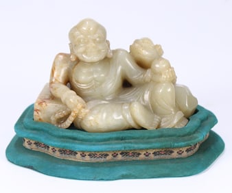 A Qing Dynasty Hetian jade Fuhu Arhat ornament