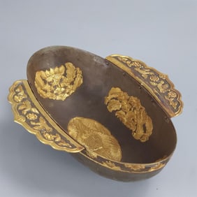 A beautiful copper-gilt flower amphora